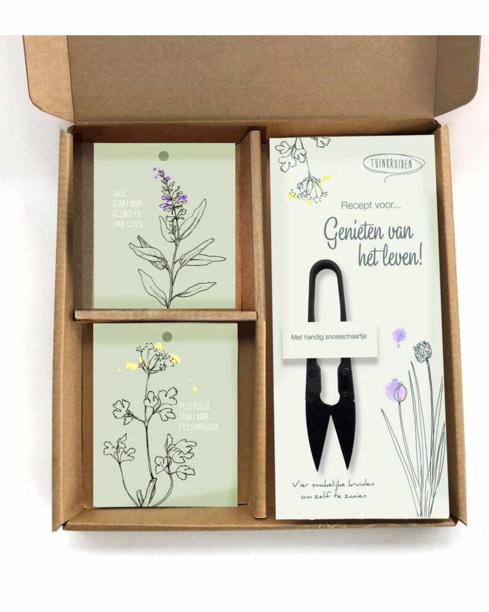 Geschenkdoosje zaden tuinkruiden "Genieten van het leven"