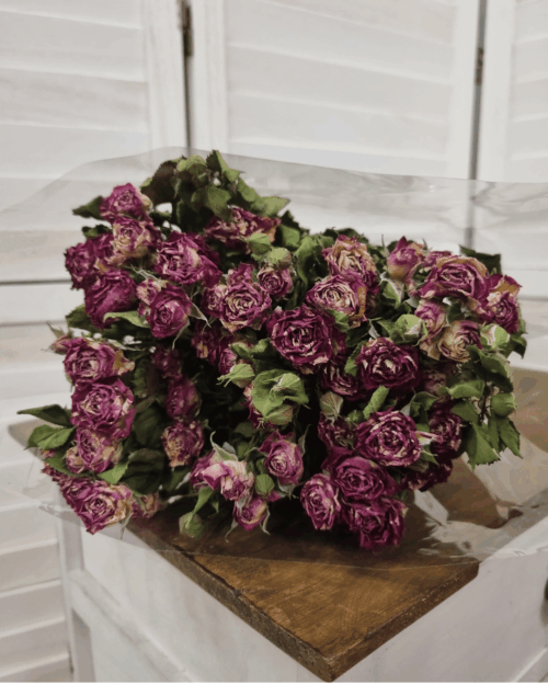 Bos gedroogde trosroosjes donkerroze