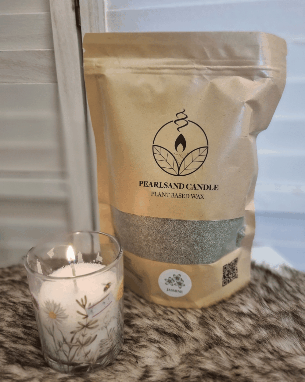 Kaarsenzand "Jasmijn" incl. 4 lontjes - 400 gram